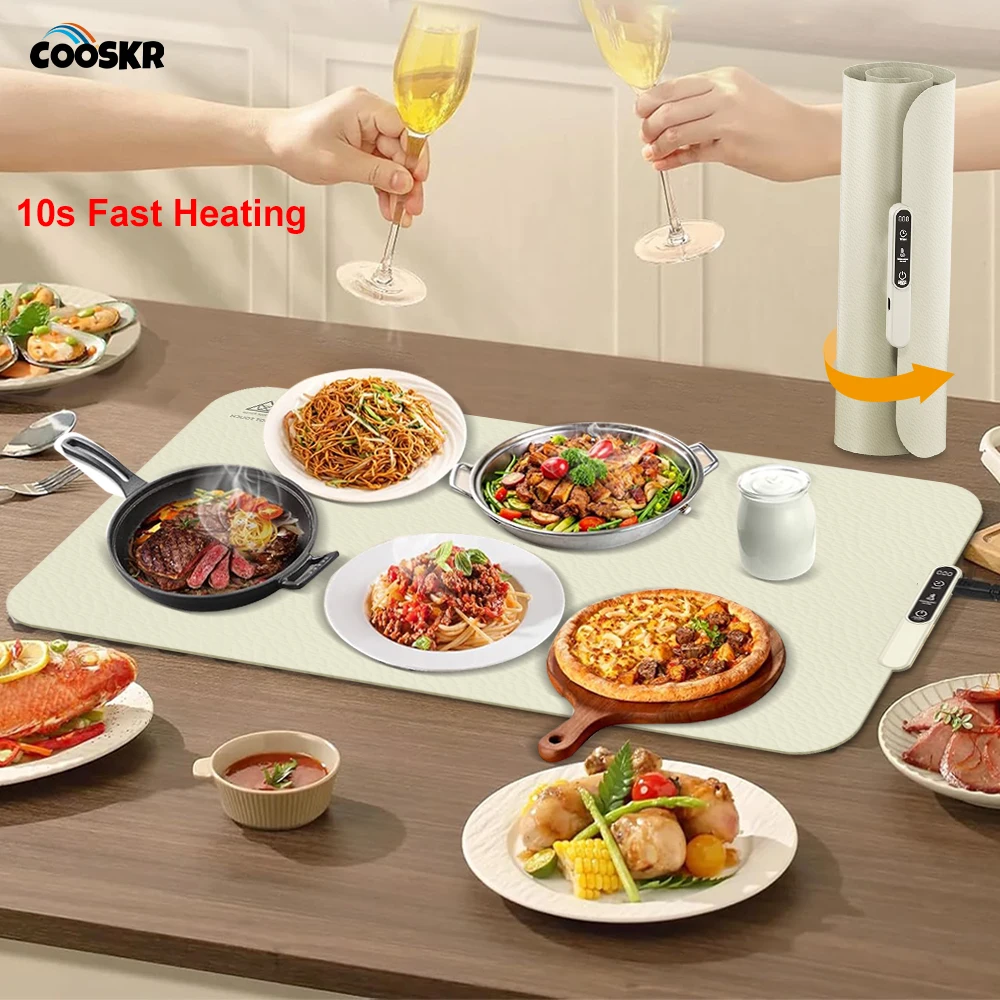 

Electric Warming Plate Fast Heating Food Warmer Tray Portable Food Heater Foldable Silicone Dining Table Food Coffee Warming Mat