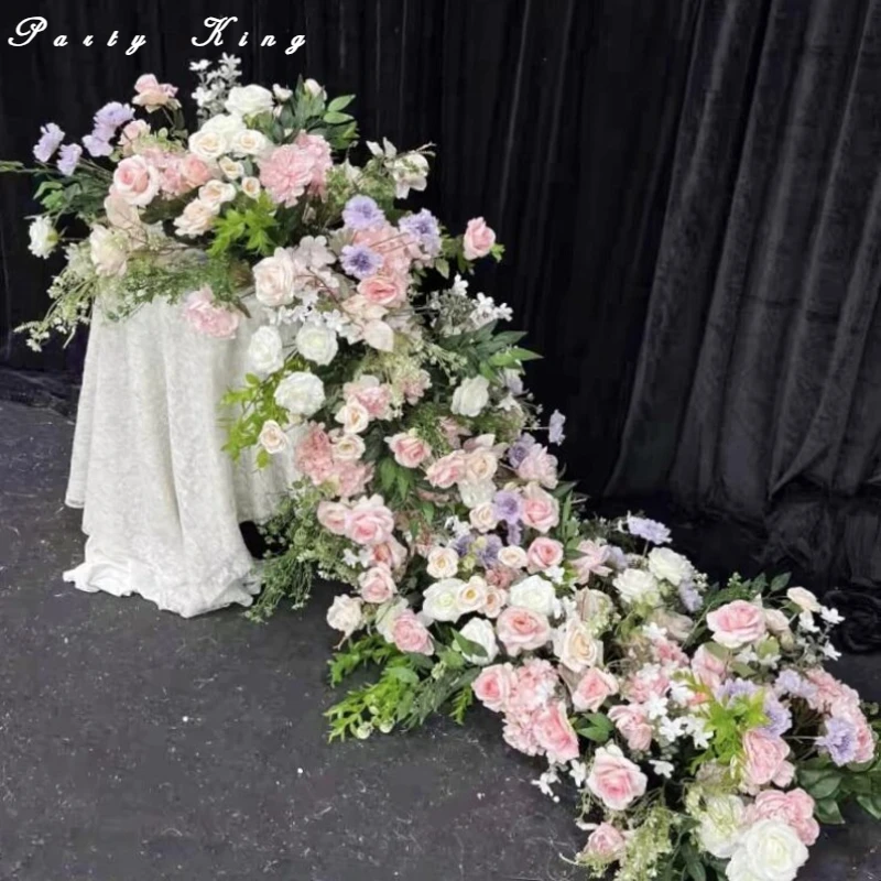 

Белый, красный, искусственный цветочный дорожок для свадебного украшения, арка, цветочная композиция, декор стола, центральная часть, аксессуары для домашнего декора