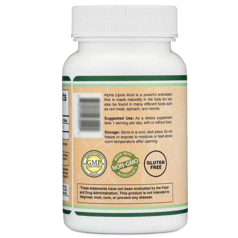 Alpha Lipoic Acid 600mg per serving, 60 vegetarian capsules (non GMO, gluten free, vegetarian safe), powerful antioxidant