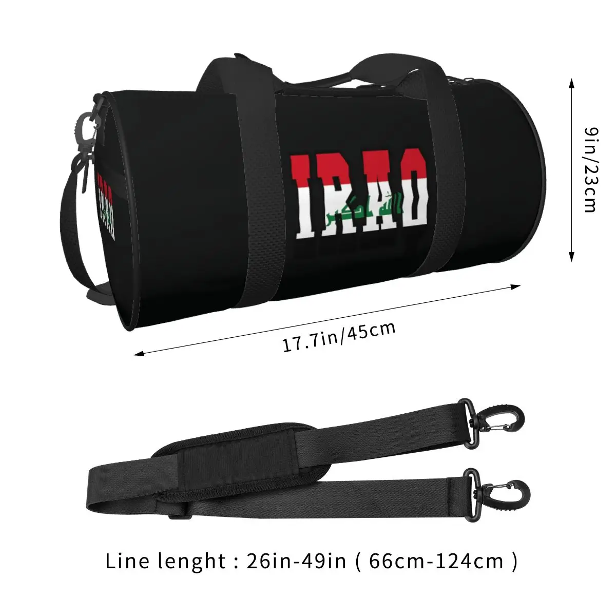 Gym Bag Iraq Country Flag Typography Sports Bag Gym Accessories Couple Waterproof Design Handbag Travel Training Fitness Bag