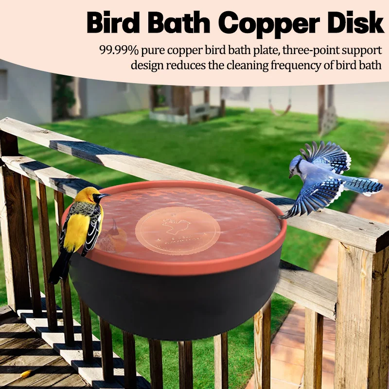 Bird Bath Copper Disk Pure Copper Cleaning Tray With 3 Point Support Bird Bath Purification Plate For Garden Patio Fountain