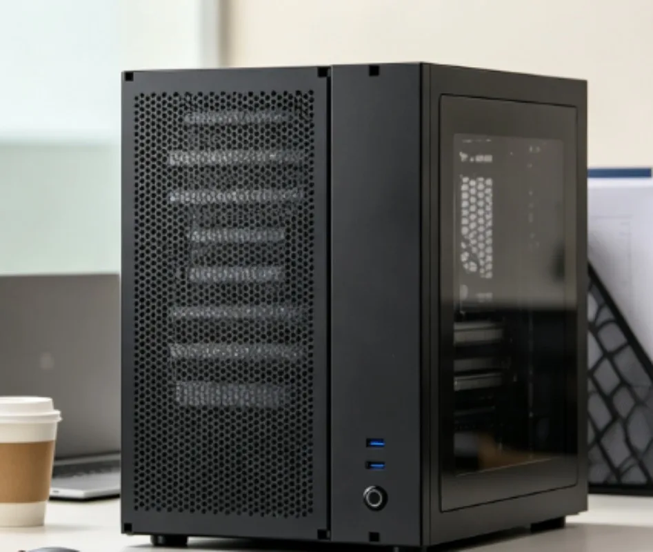 Black 8‑Bay NAS Hard Drive Chassis, ATX Mid‑Tower Storage Case for ATX Power Supply