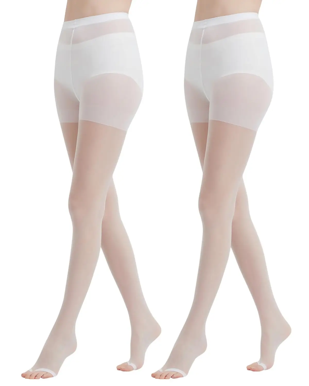 Kave 2 pairs Sexy Black Sheer Toeless Pantyhose Tights For Women 20D Open Toe Pantyhose Control Top Soft Solid Color Pantyhose