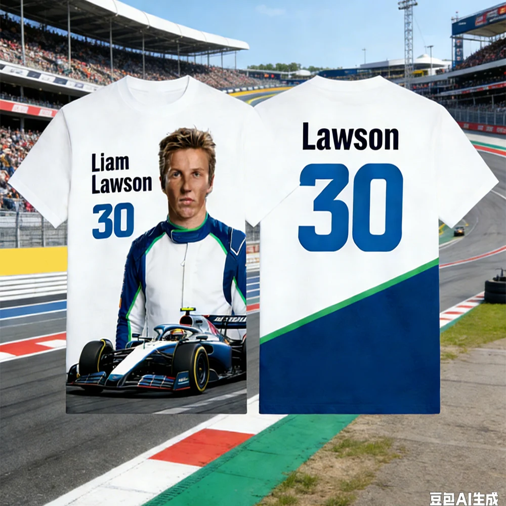 

Футболка с коротким рукавом Liam Lawson NO.30, созданная ИИ, в новом гоночном стиле 2026 года, для экстремальных видов спорта, дышащая спортивная одежда