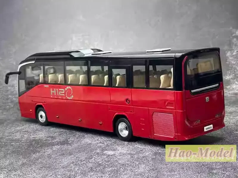 Modèle de bus en alliage moulé sous pression pour garçons, ornements rouges, collection d'affichage de passe-temps, jouets pour cadeaux d'anniversaire, Zhongtong Bus H12, 1:36