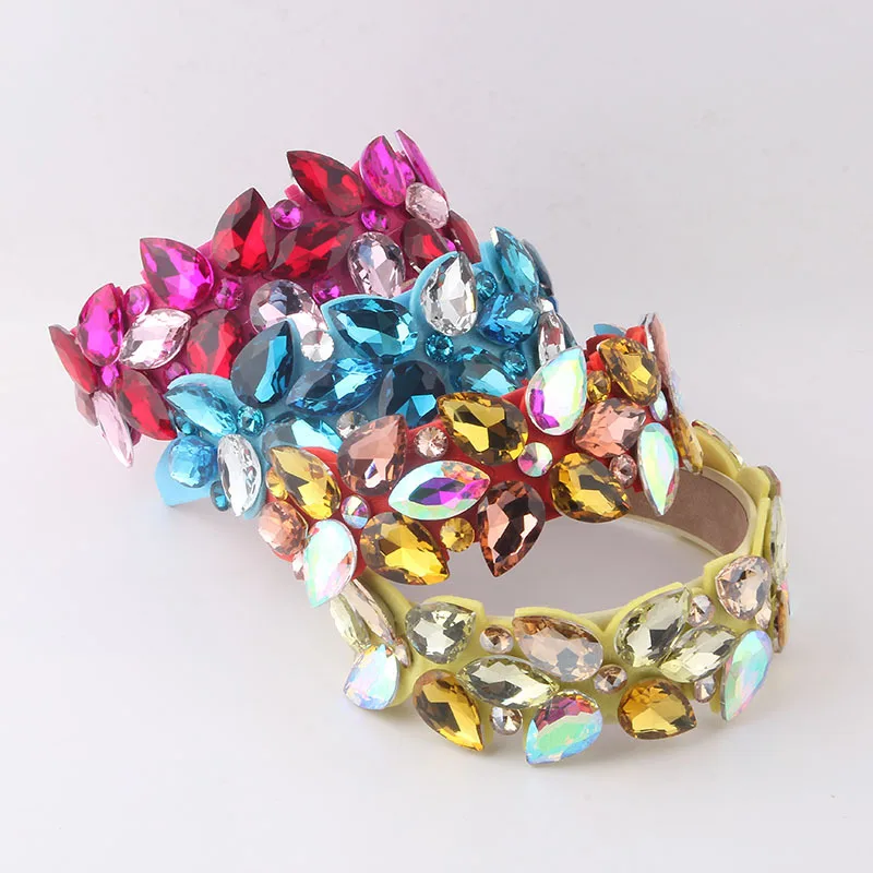 

European and American New Baroque Gemstone Wide Hairband High-end Luxurious Hair Accessory