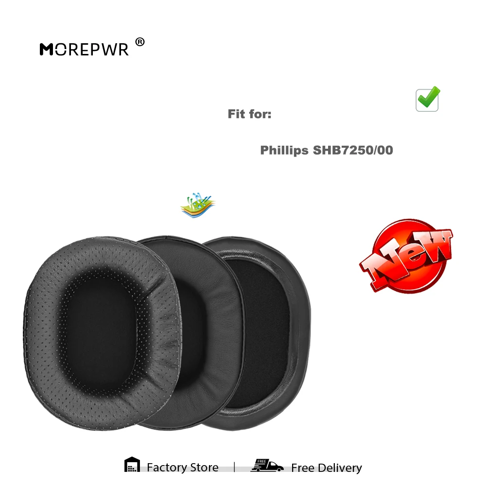 

Morepwr Replacement Ear Pads for Phillips SHB7250/00 Headset Parts Leather Cushion Velvet Earmuff Earphone Sleeve Cover