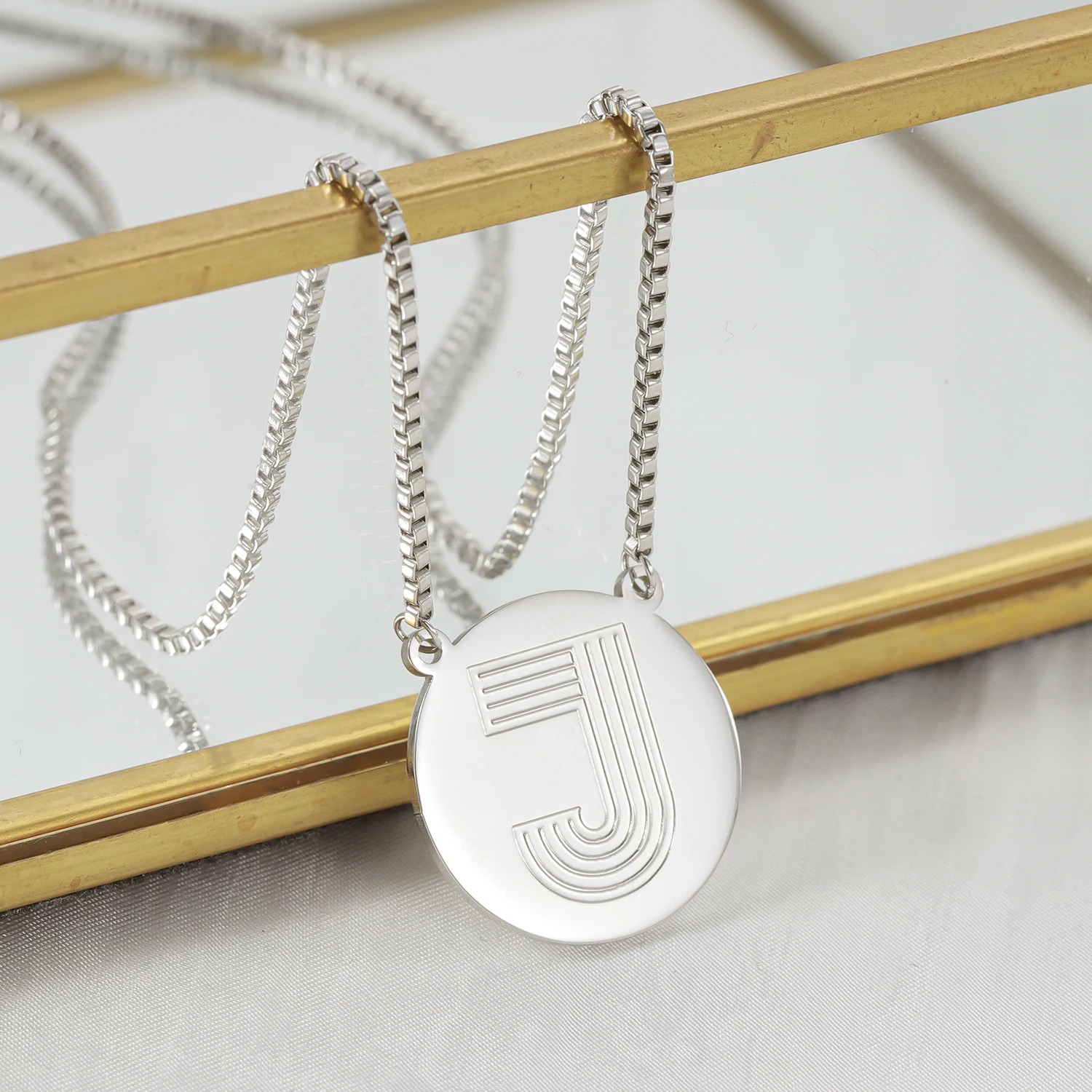 

Personalized Round Initial Pendant Necklace Stainless Steel Customized Alphabet Necklace Hip Pop Jewelry Gift For Men And Women