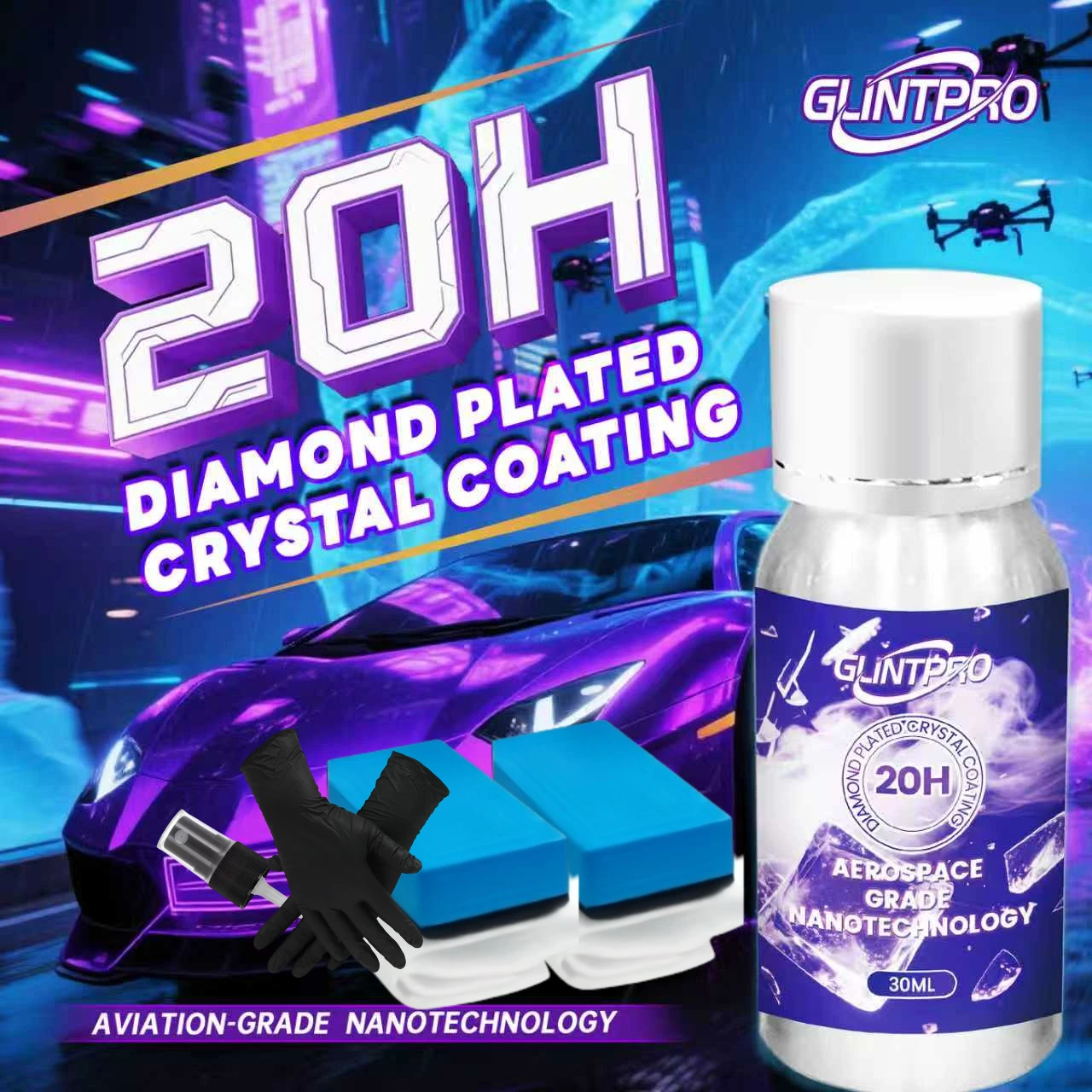 

Автомобильный лак, 20 часов, керамическое покрытие, автомобильное глянцевое, долговечное, против царапин, гидрофобное автомобильное восковое покрытие, средства по уходу за автомобилем (30 мл)