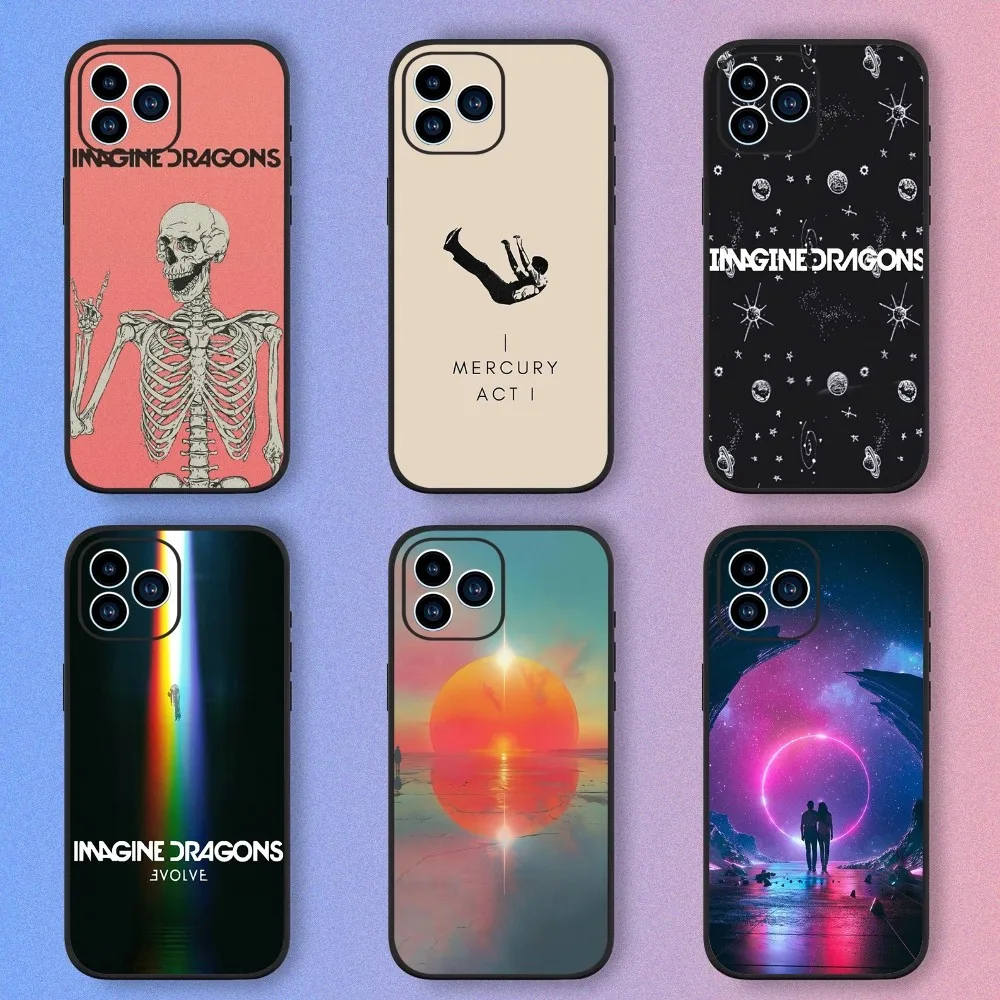 Band I-Imagine Dragons Phone Case For iPhone 15,14,13,12,11,XS,XR,X,8,7,Pro,Max,Plus,mini Silicone Black Cover