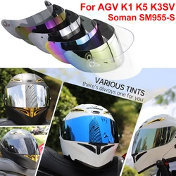 Helmet Visor Lens For AGV K1 K5 K3SV Motorbike Helmet Glass Discoloration Lens For Soman 955-S Helmet Motorcycle Accessories