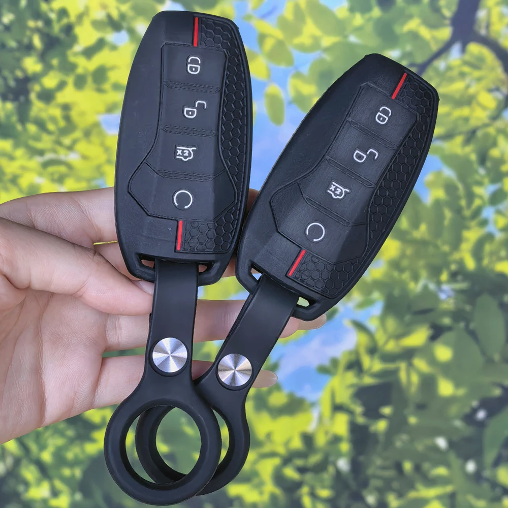 Sport Stripe Silicone Key Case With Keychain For BYD Han Ev Tang Dm Qin PLUS Song Pro MAX Yuan Dolphin E2 Remote Car Key