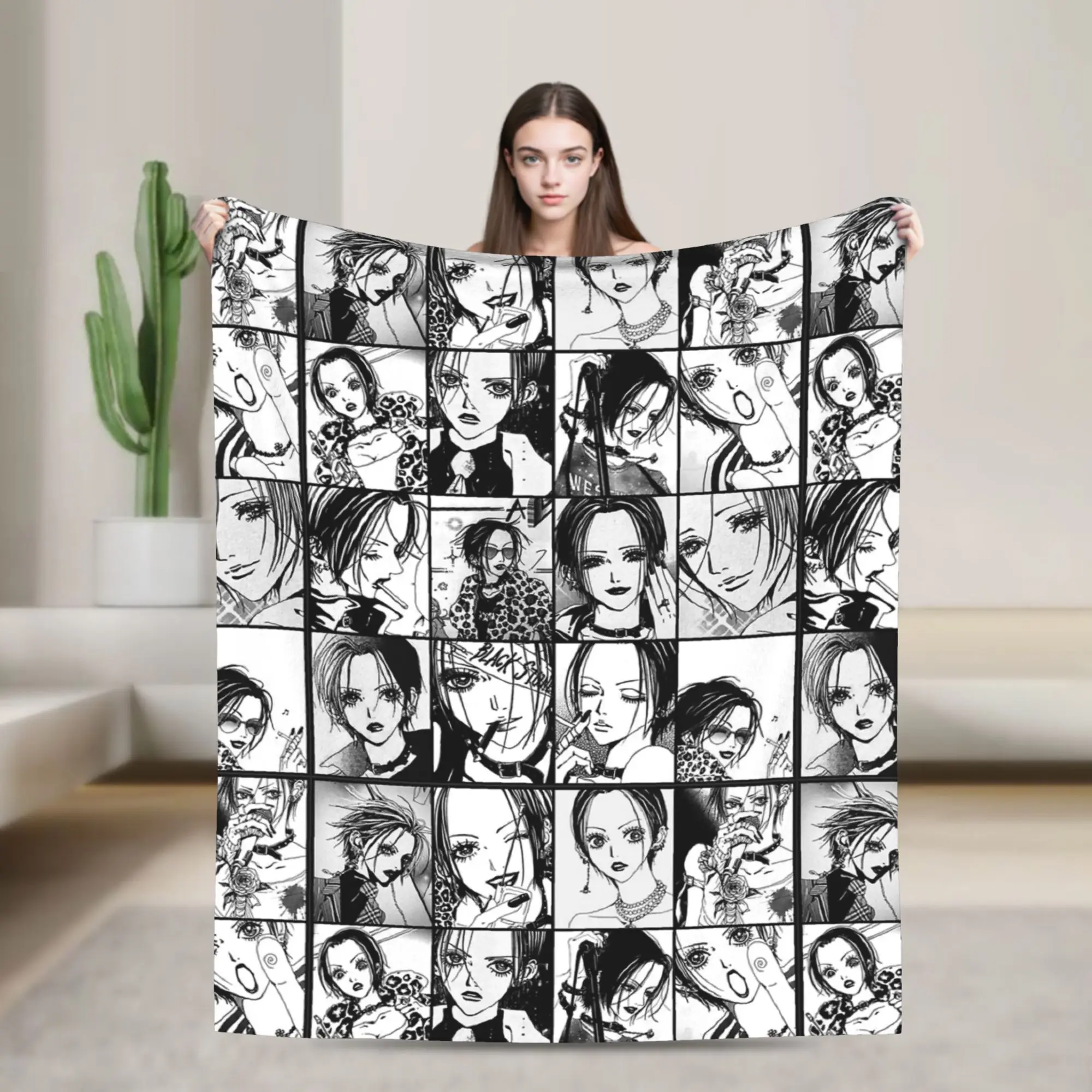 Nana Osaki Manga Panel collage Blanket Flannel Spring/Autumn Ultra-Soft Throw Blankets for Bed Outdoor Plush Thin Quilt