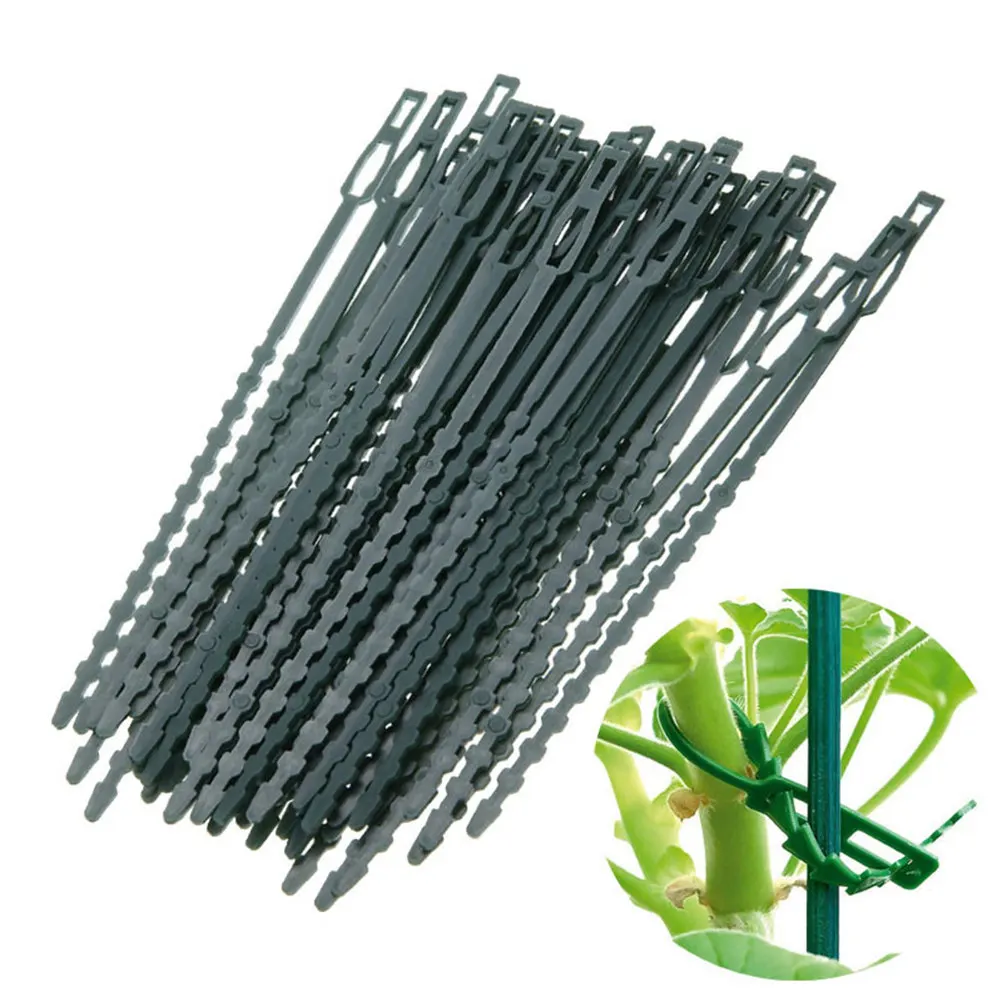 100Pcs Garden Vine Climbing Fixed Buckles Reusable Cable Tie Plant Strap Adjustable for Stems Leaves Home Office Yard