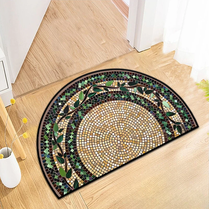 Half Round Door Non Slip Absorbent Semi Circle Area Rugs Washable Half Moon Floor Mats for Indoor Outdoor Patio Kitchen Bathroom