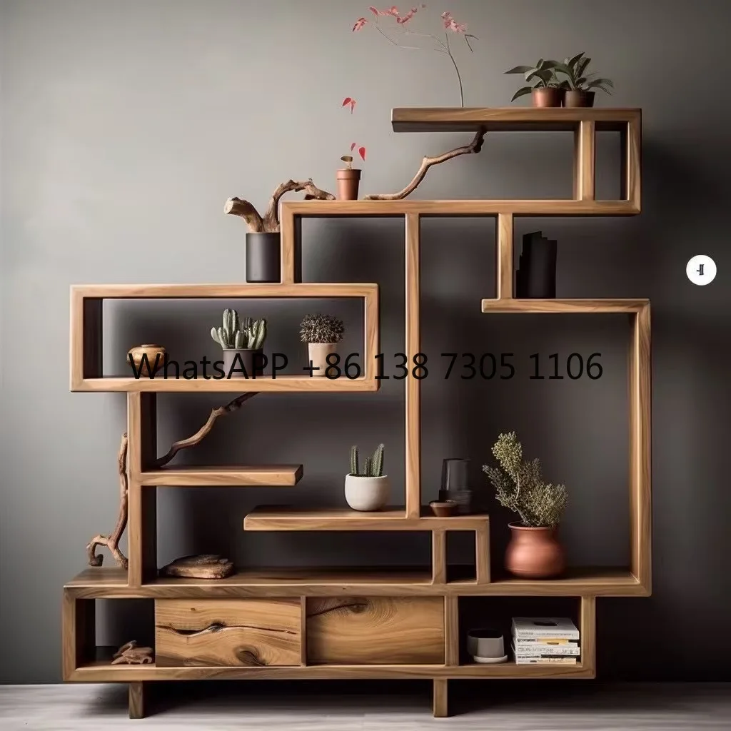 

Old elm Bogu rack, wabi-sabi wind partition entrance, tea set storage cabinet, new Chinese-style Duobao Pavilion decoration rack