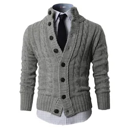 Mens Sweater Coat Vintage Single Breasted Turtleneck Knitted Sweater Jacket Men's Fall Winter Warm Thick Knit Sweater Cardigan