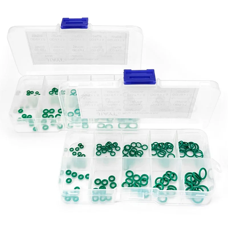 OD 4/5/6/7/8/10mm Green FKM Sealing O Ring Kit wear resistance For Auto Parts Machinery Small Pipeline Connection Sealing Washer