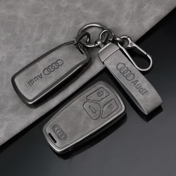 Alloy Leather Car Remote Key Cover Case Shell for Audi A4 B9 A5 A6L A6 S4 S5 S7 8W Q7 4M Q5 TT TTS RS Coupe Styling Accessories