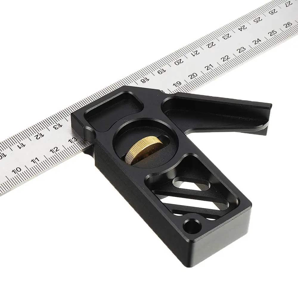 Drillpro Adjustable 300mm Aluminum Alloy Combination Square 45 90 Degree Angle Scriber Steel Ruler Woodworking Line Locator Rule