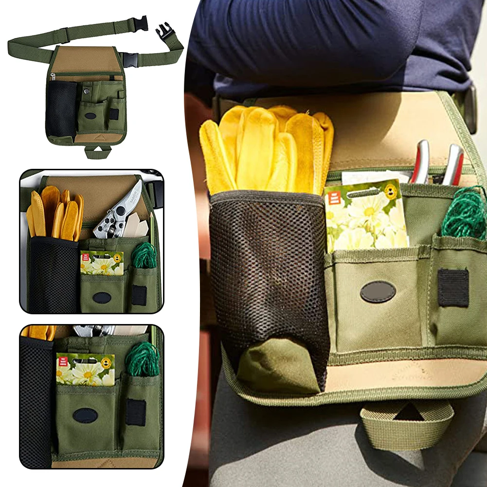 Gardening Tools Organizer Belt Bag Belt Oxford Hardware Storage Organizer Pouch with Multiple Pockets Adjustable Waist Belt