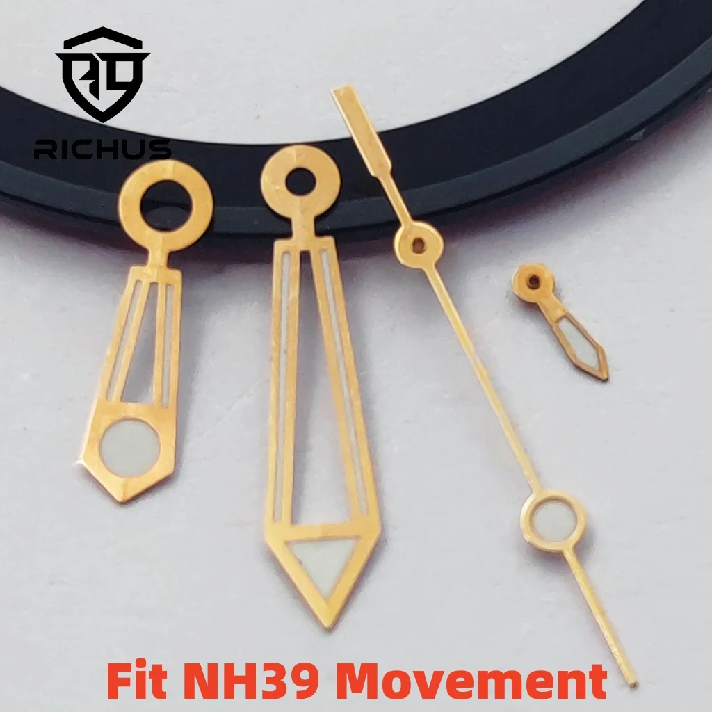 RICHUS NH39 Watch Hands Set Green Luminous Compatible with NH39 Movement Silver Gold Rose Gold Watch Accessories