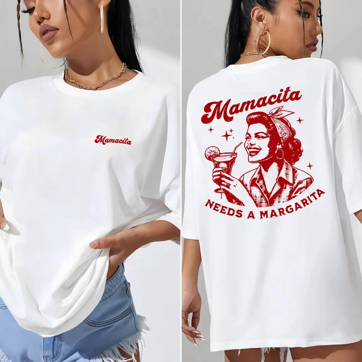 

Mamacita Needs A Margarita Lemon Print T Shirt Woman Summer O-Neck T-Shirts Casual Cotton Clothes Y2K All-Match Hip Hop Top