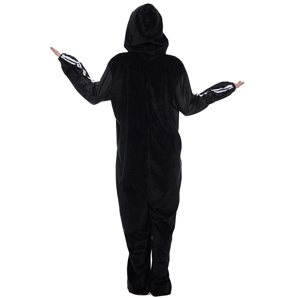 Halloween Couple Costume Adult Skeleton Hooded Pajamas Men Women Ghost Phantom Cosplay Outfit Carnival Party Pajama Day Dress Up