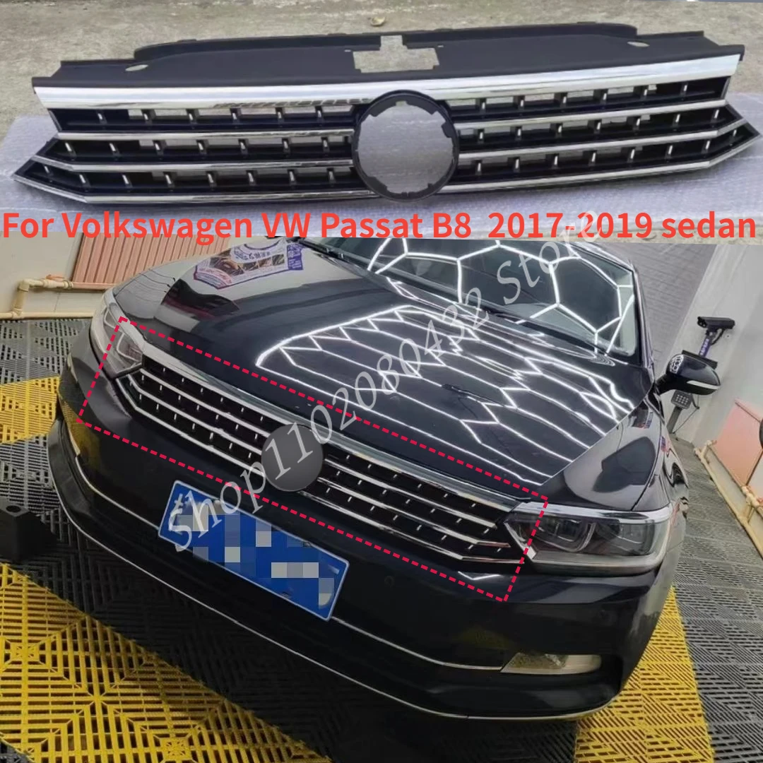 For Volkswagen VW Passat B8 2016 2017 2018 2019 sedan FRONT Chrome plating GRILL bumper grille ABS black Grill grill