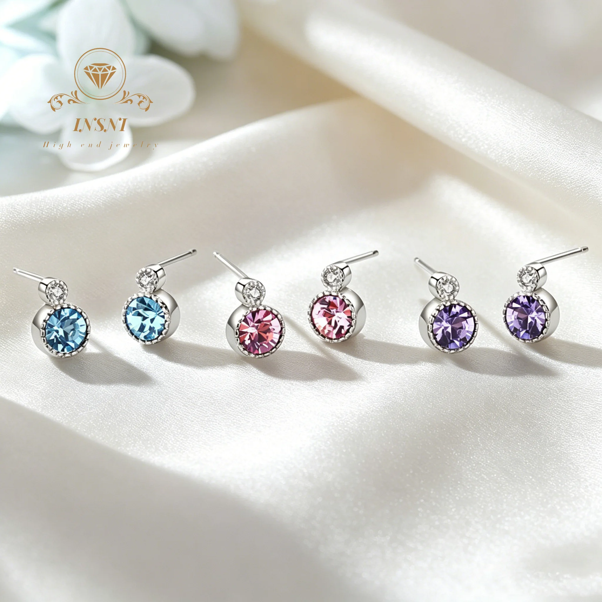 

Multicolor Ocean Heart Crystal S925 Silver Earring, Hypoallergenic Fashion Earring, Perfect Birthday Gift For Girlfriend Wife