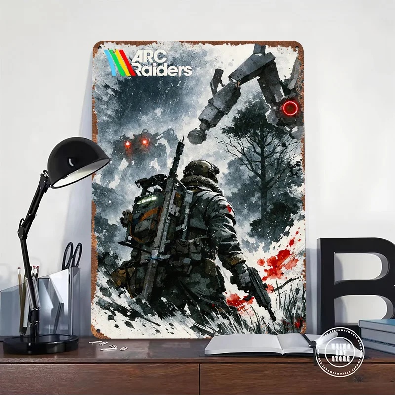 ARC Raiders Game Art Metal Poster Customized Wall Art Retro Vintage Metal Signs for Man Cave Office Decoration Gaming House Home