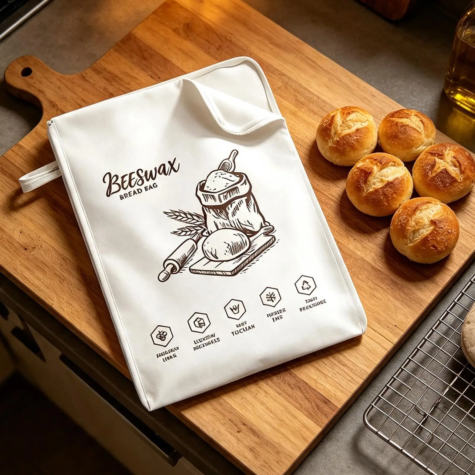 1PC Reusable Beeswax Bread Bag Airtight Freshness Preservation Pouch Reusable Bread Storage Bags for Bakers Hobbyists Food Fruit