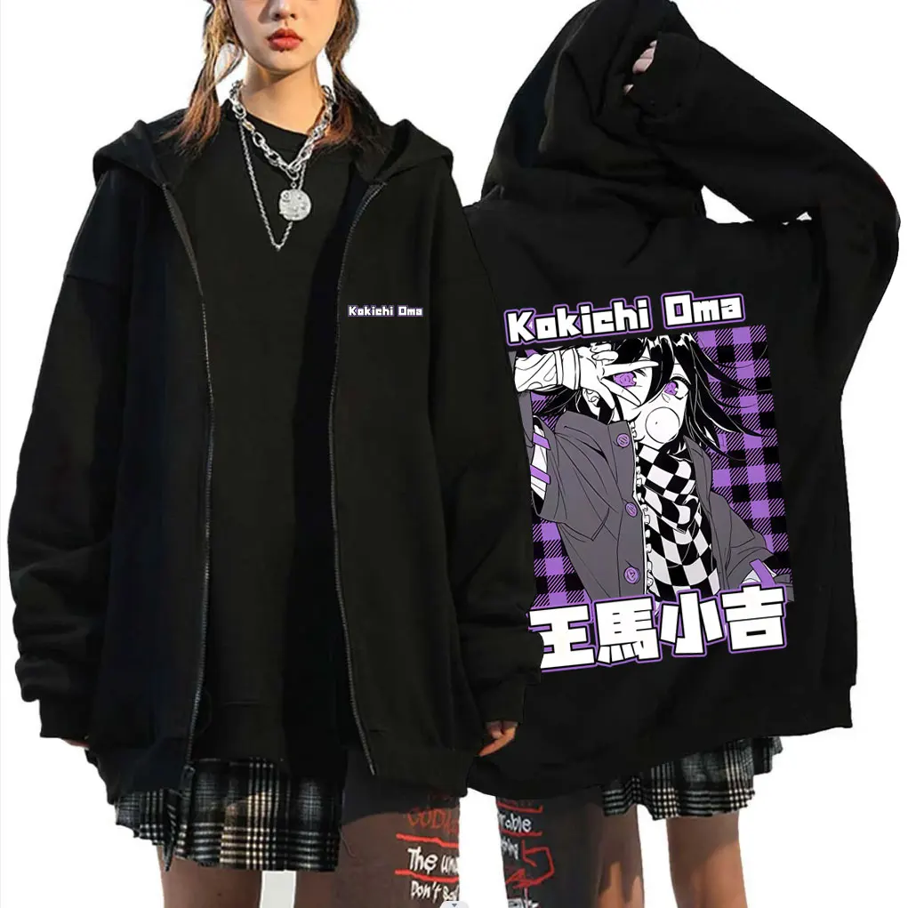 

Anime Danganronpa Kokichi Oma Graphic Zipper Hoodie Men Manga Funny Oversized Zip Up Jacket Unisex Cosplay Harajuku Streetwear