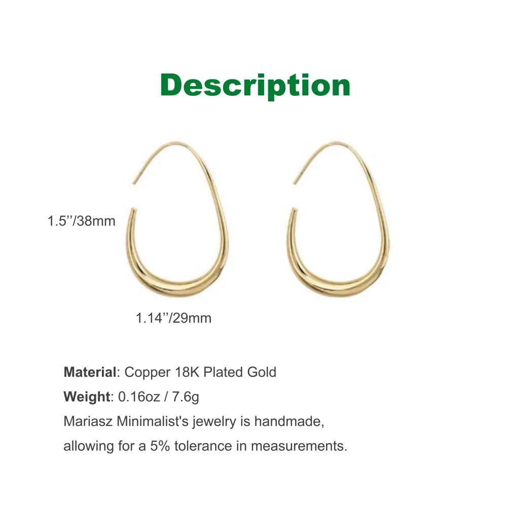 Minimalist Gold Color Chunky Hoop Earrings for Women Geometric Circle Punk Ear Jewelry Party Gifts Luxury Korean Copper Earring