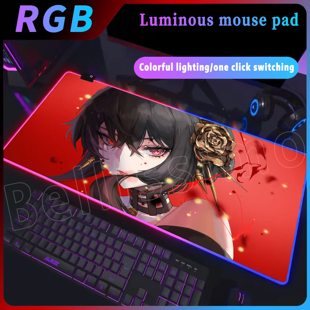 

HD Printing Spy X Family RGB Mousepad Kawaii Anime Mouse Pad Anya Forger Large Natural Rubber Lock Edge Non-slip PC Desk Mat XXL