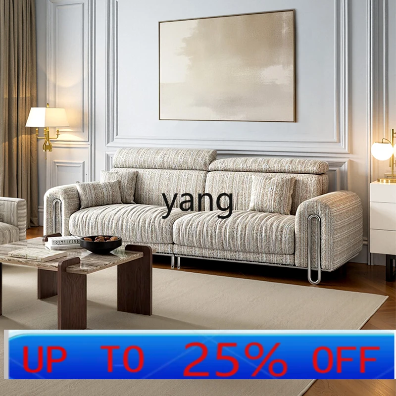 

Lmm linen metal tripod fabric sofa living room straight three-person small apartment