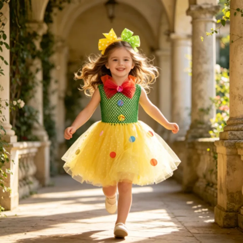 Girls' colorful sequined tutu dress set, kids' clown dress, perfect for Children's Day parties and Halloween stage performances
