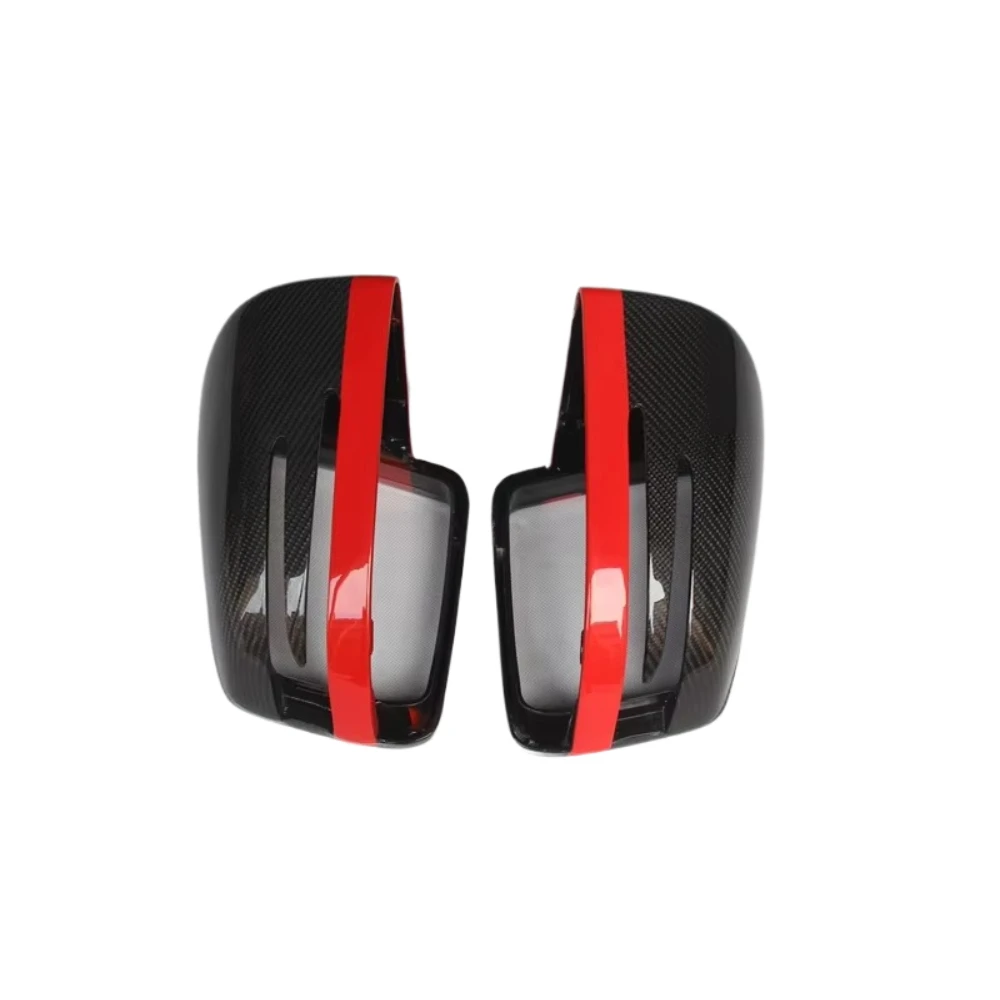 

ZAIQU W463 Red Stripe Auto Side Mirror Cover ABS With Carbon Fiber Replacement for G GLE GLS GL R M Class W166 W25