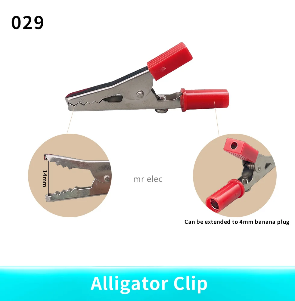 Insulated Crocodile clip Plastic Handle Cable Lead Test Charging Clamp Metal Crocodile Clamp Length 50mm