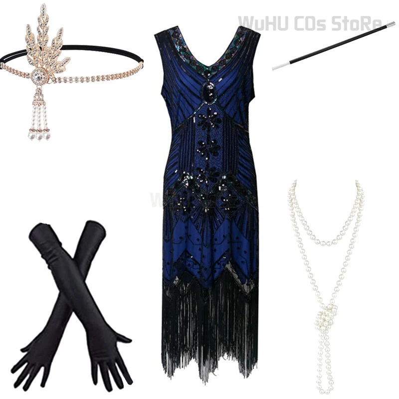 Daisy Cosplay Retro Vintage Roaring 20s 1920s Flapper Dress Costume Outfits Movies Gatsby Sequins Tassel Fringe Women Gown