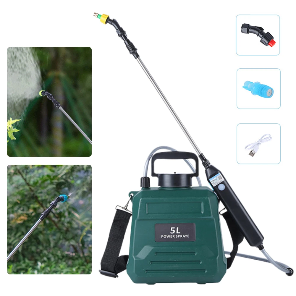 1.35 Gallon/5L Battery Powered Sprayer with USB Rechargeable Handle and Telescopic Wand Garden Sprayer for Lawn Garden Cleaning