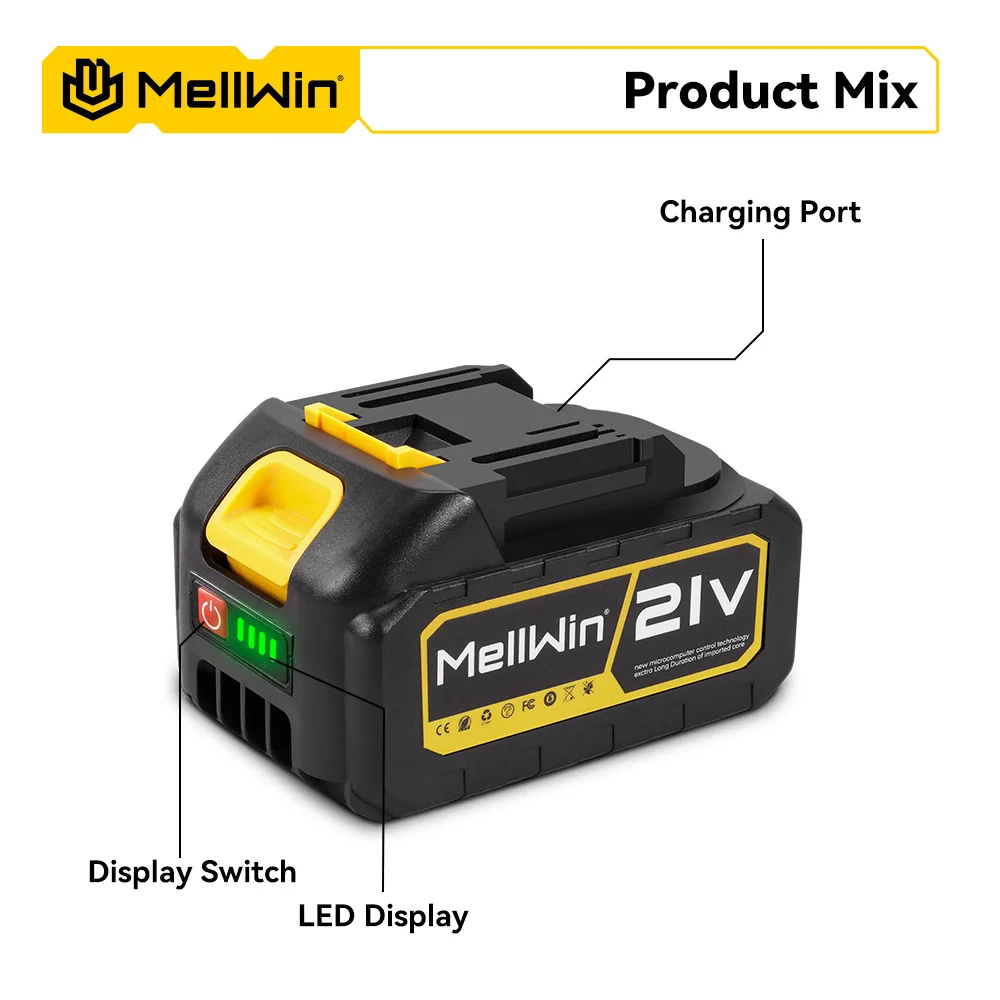 MELLWIN 21V 1500mAh Wiederaufladbarer Lithium-Akku-Pack 5/10/15 Zellen für Makita 18V Akku-Pin Elektrowerkzeuge – Detail 10