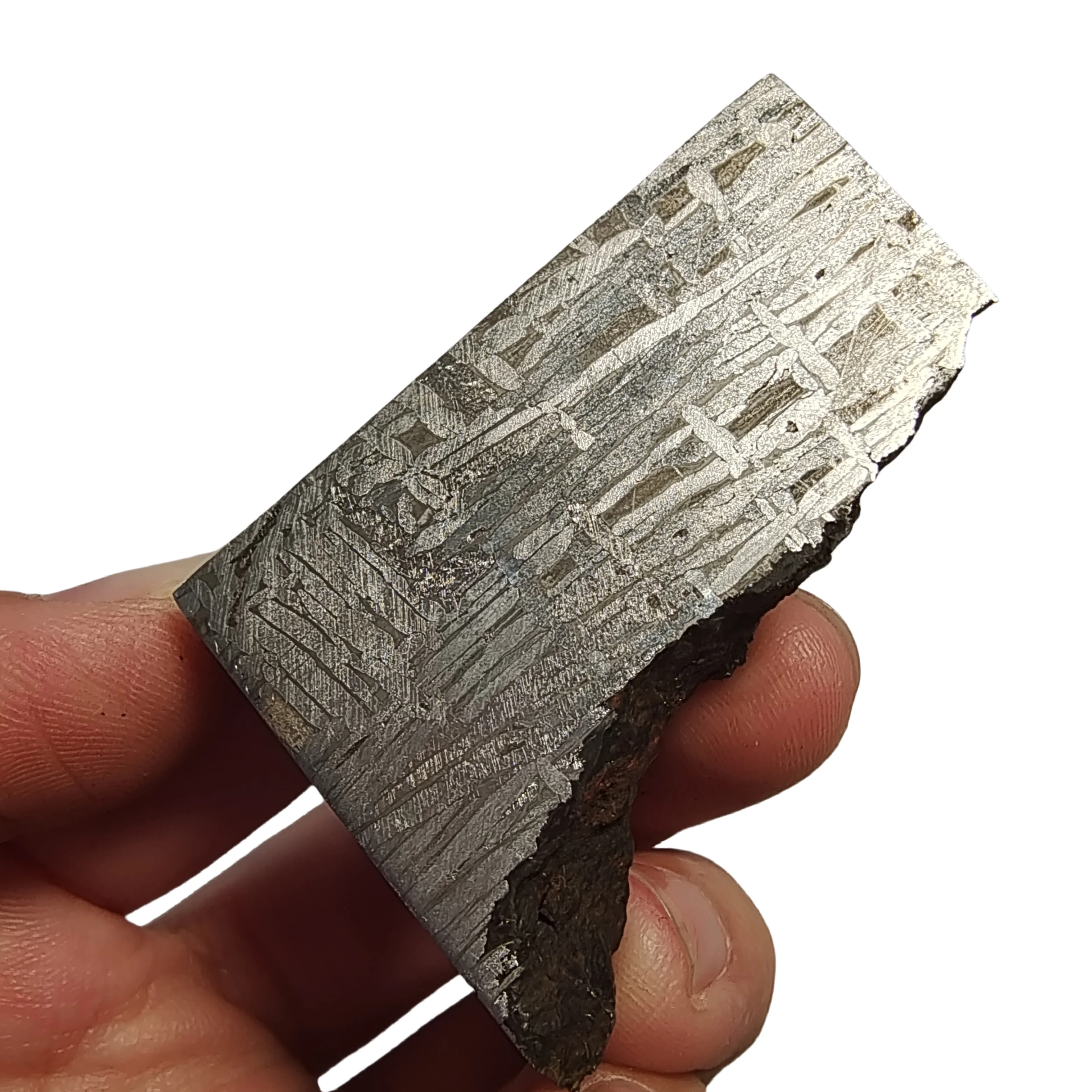 138.1g Muonionalusta Natural iron meteorite specimen section Iron meteorite materials Meteorite Specimen Collection -QC749