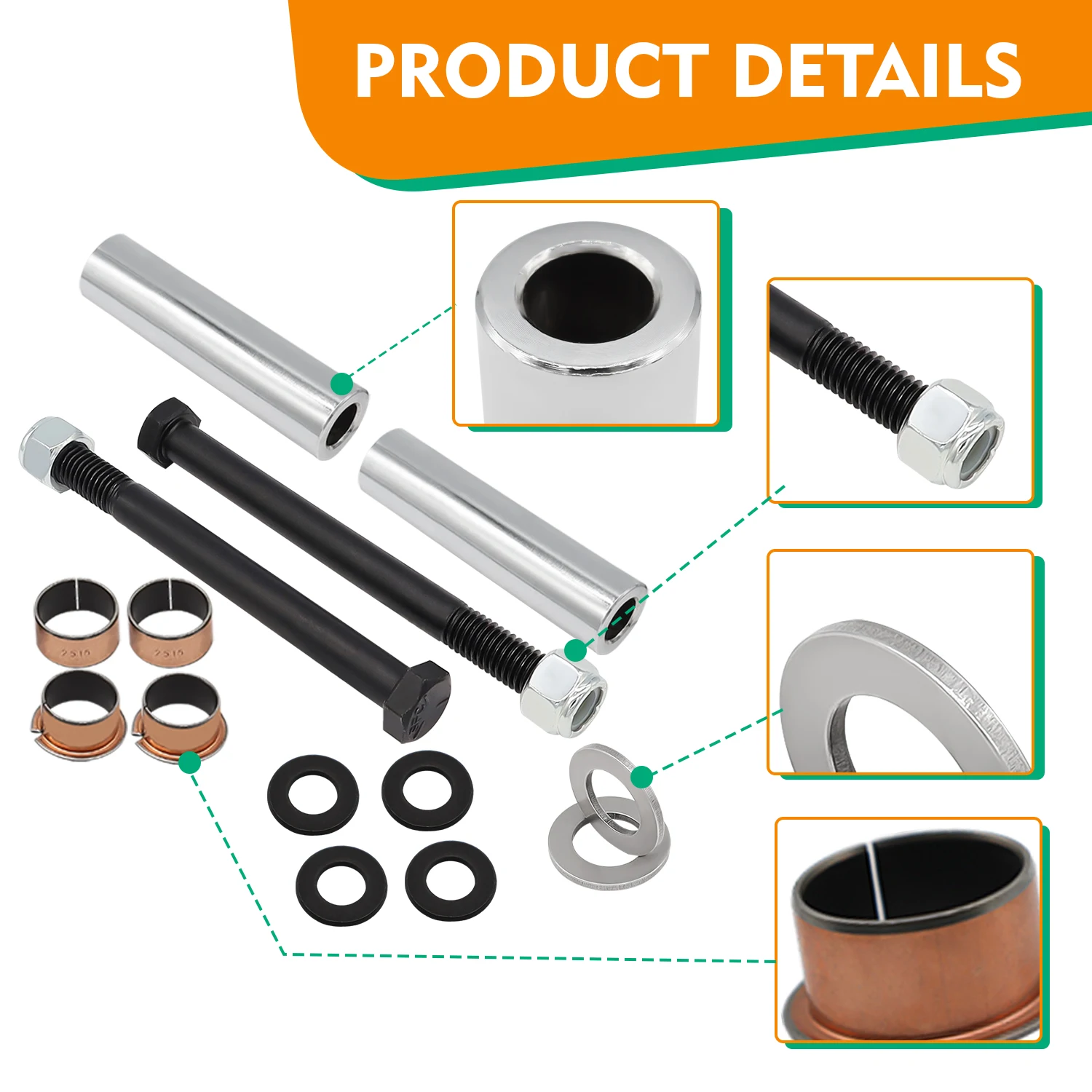 EZGO TXT/PDS Golf Cart Bushing Spindle King Pin Tube,Claw Copper Sleeve Kit #70648-G01 70749G01 70745G01