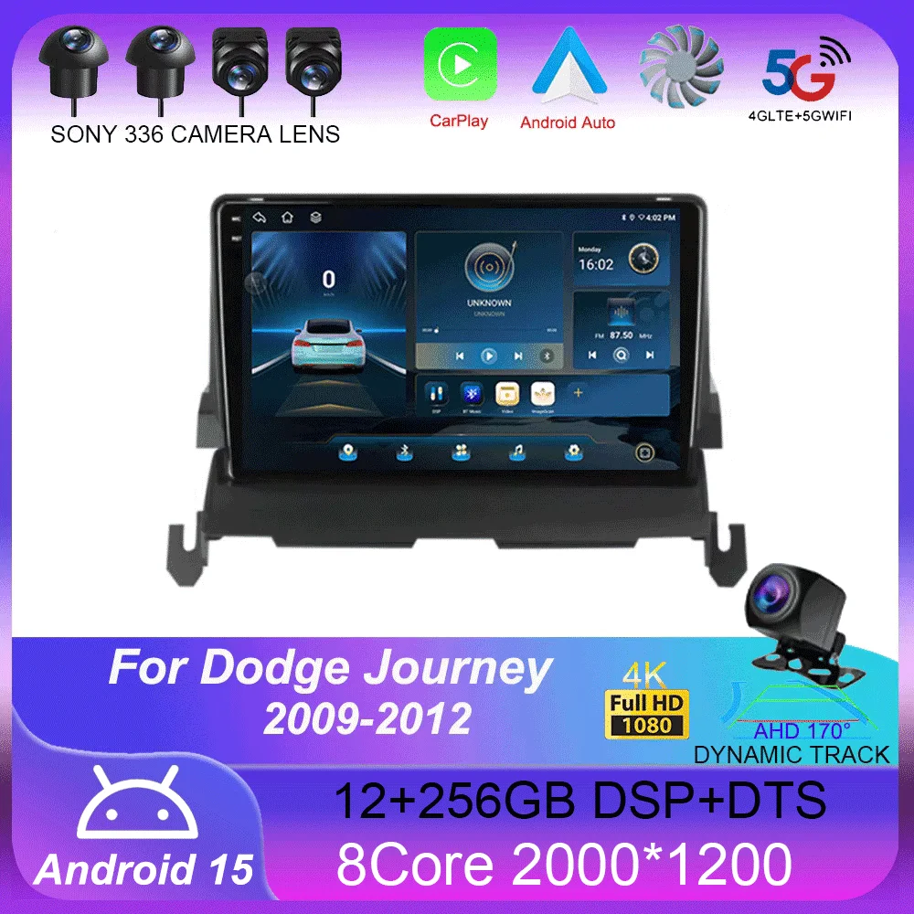 

Android 15 Carplay Auto 4G+WIFI Car Radio For Dodge Journey 2009 2010 2011 2012 Multimedia Video Player 2din GPS Stereo Audio BT