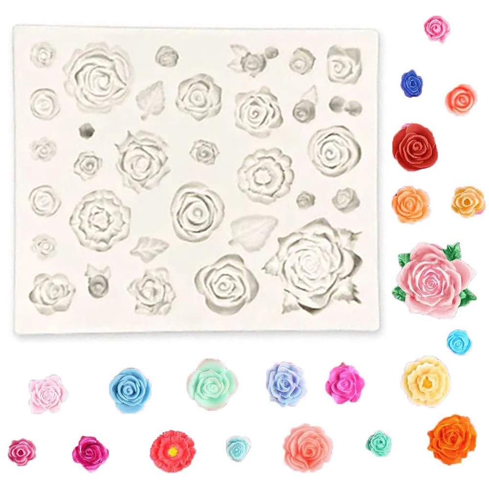 32-Cavity Roses Flower Silicone Mold Mini Cake Cupcake Top Decoration Mould DIY Dessert Tool Soap Wax Making Crafting Mould