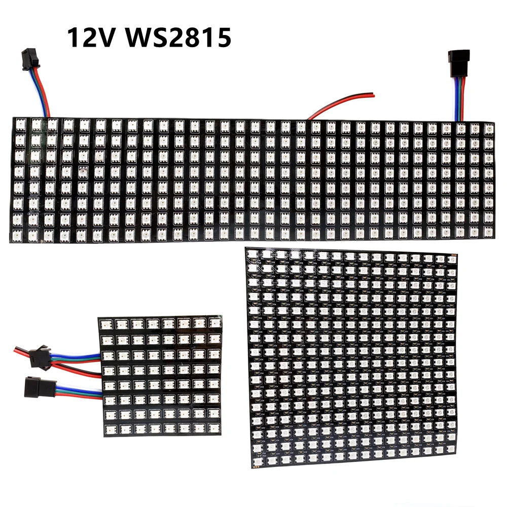 Pantalla de Panel WS2815 DC12V, 8x8,16x16,8x32 píxeles a todo Color, LED Digital Flexible, programable individualmente, módulo de señal Dual