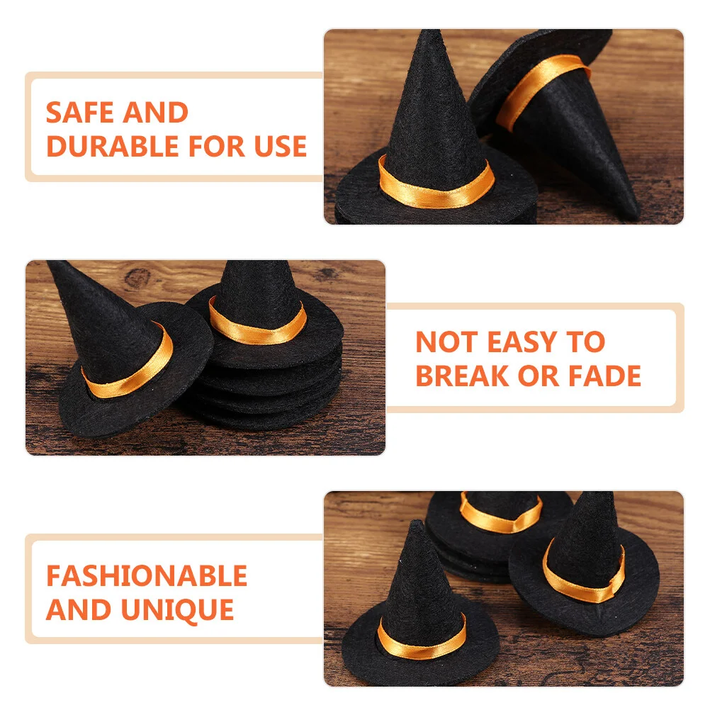 12 Pcs Cap Halloween Decorations Bottle Hat Mini Witch DIY Crafts Accessory Felt Cloth Tiny Hats Ornament Cover