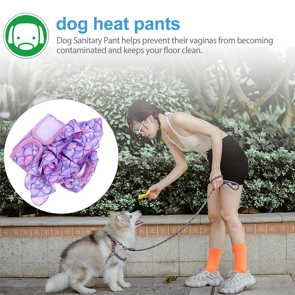 

Washable Dog Diaper Pant Reusable Female Dog Period Underwear Adjustable Sanitary Pads for Indoor Use Cute Printed Design L