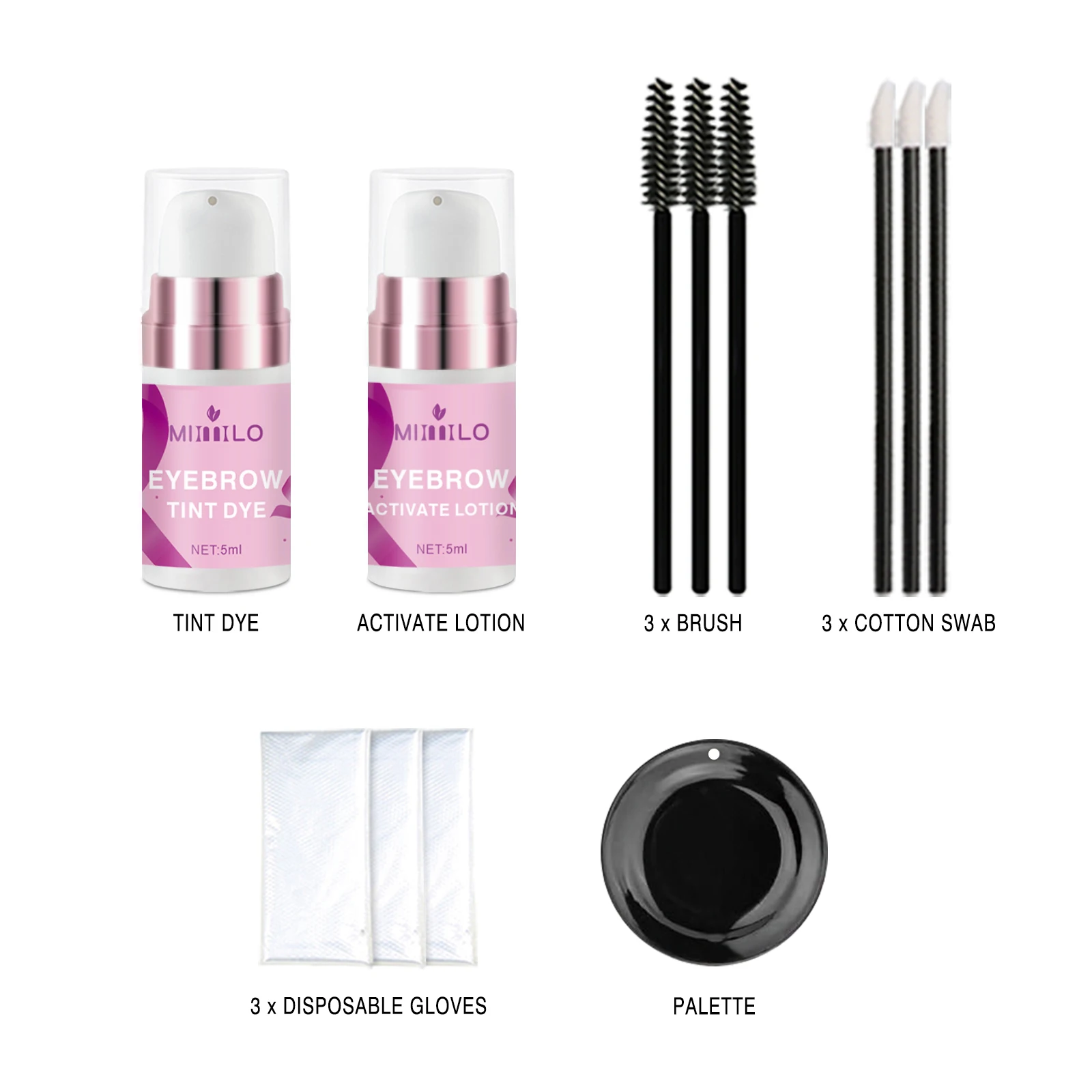 Kit de tinte de cejas, tres colores, resistente al agua y duradero para dar forma a varias efectos de maquillaje.